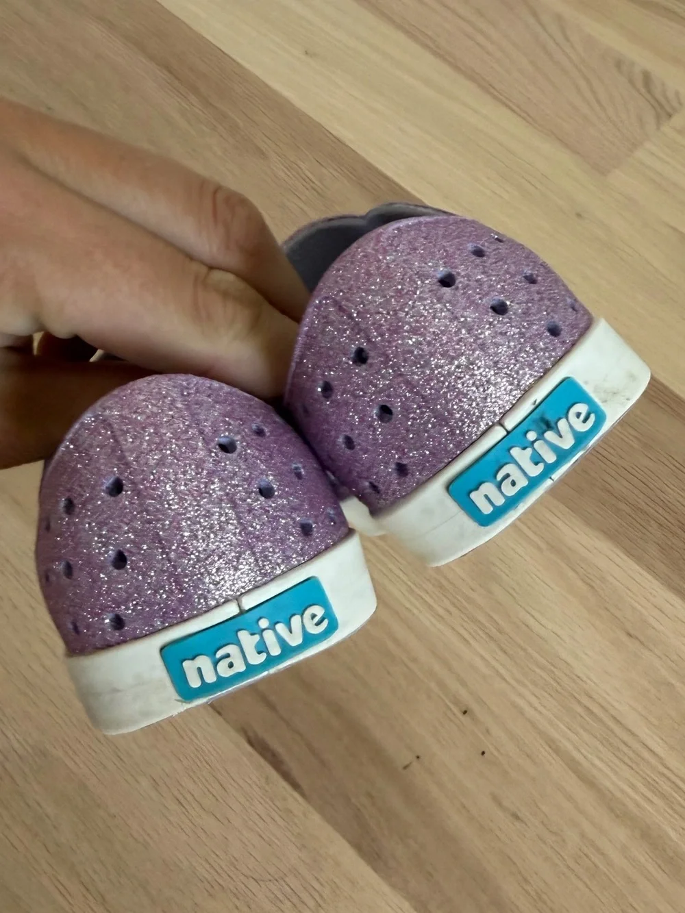 9C Jefferson Native Girls Sandals in Lollipop Purple Bling Glitter Youth Kids